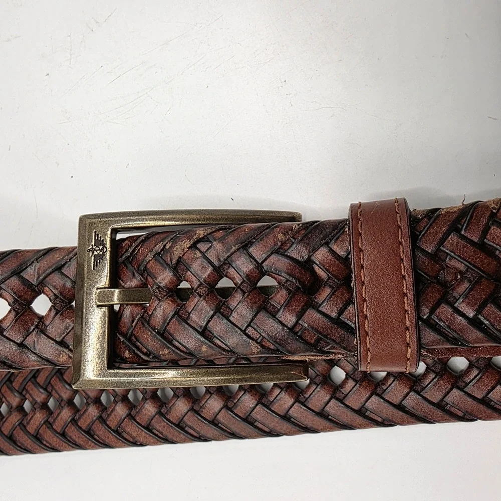 Dockers Mens Braided Woven Belt Tan Brown Leather Synthetic 11DO0403 Size 36